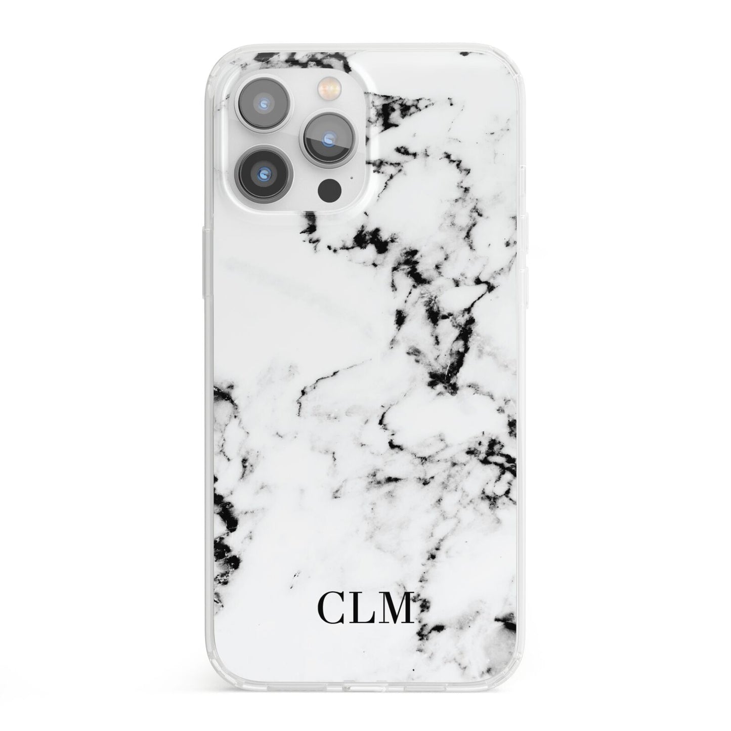 Marble Small Initials Personalised iPhone 13 Pro Max Clear Bumper Case
