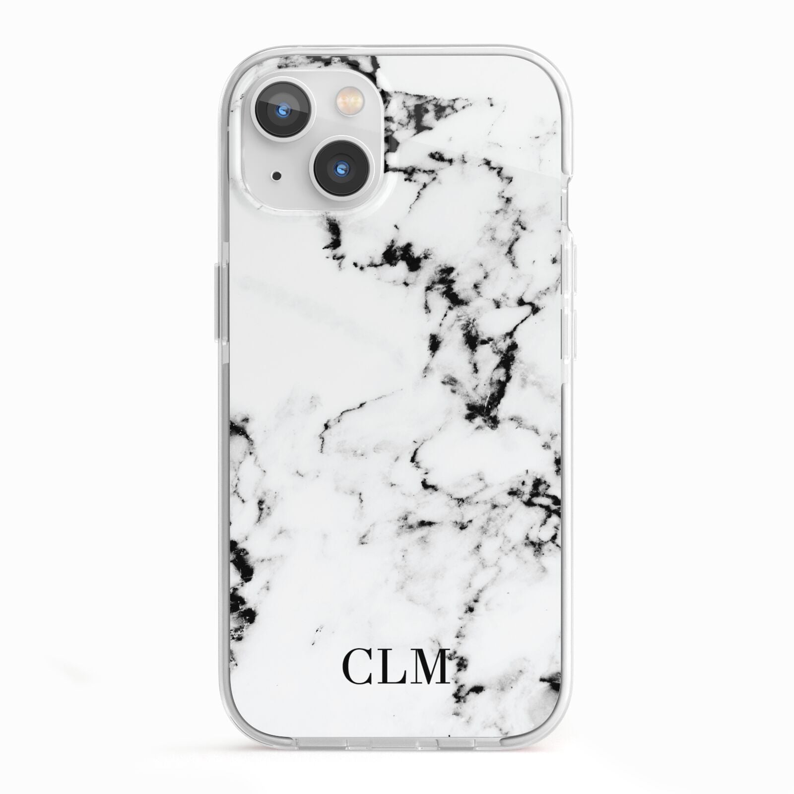 Marble Small Initials Personalised iPhone 13 TPU Impact Case with White Edges