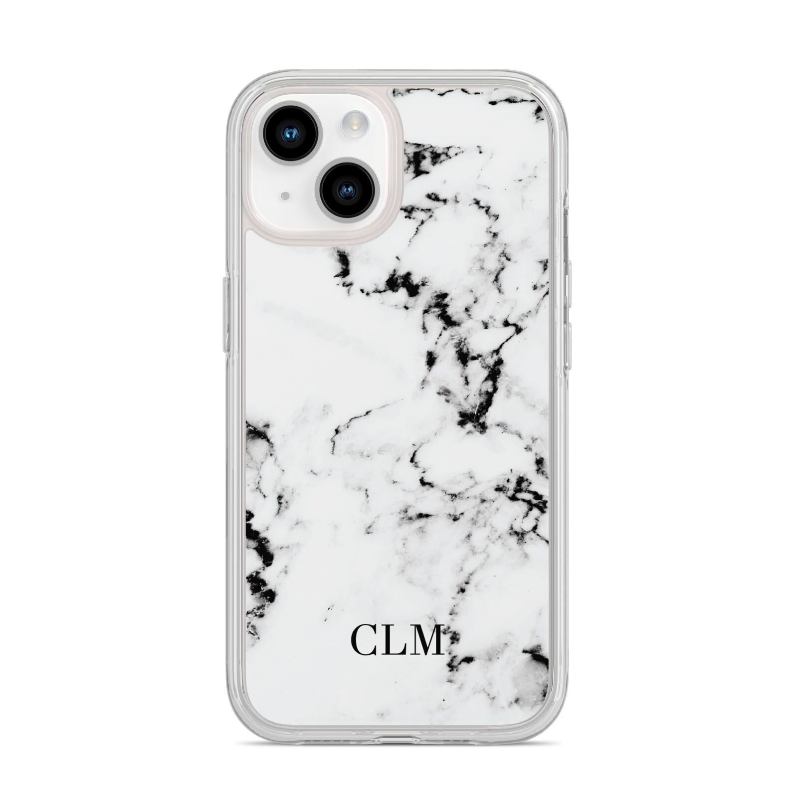 Marble Small Initials Personalised iPhone 14 Clear Tough Case Starlight