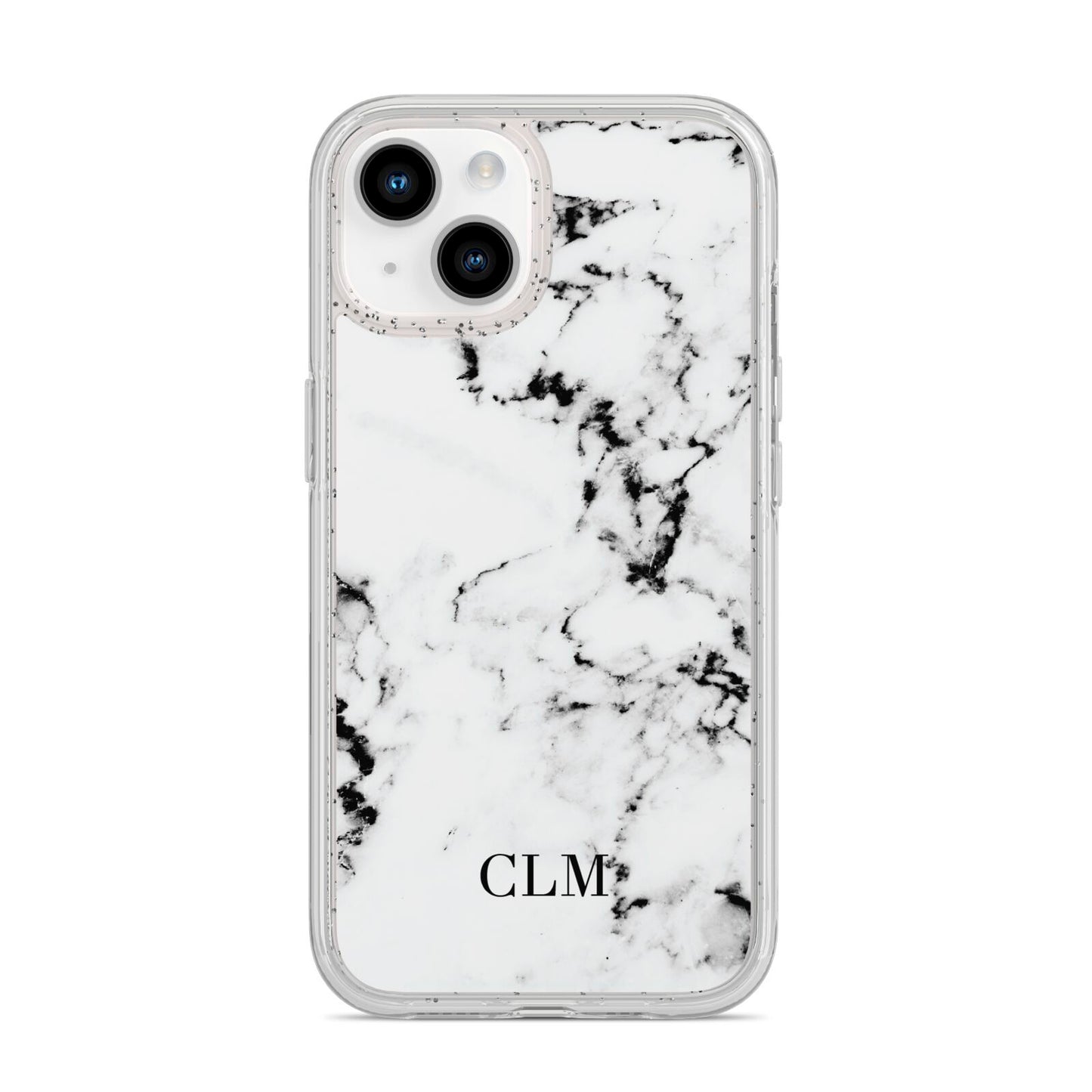 Marble Small Initials Personalised iPhone 14 Glitter Tough Case Starlight