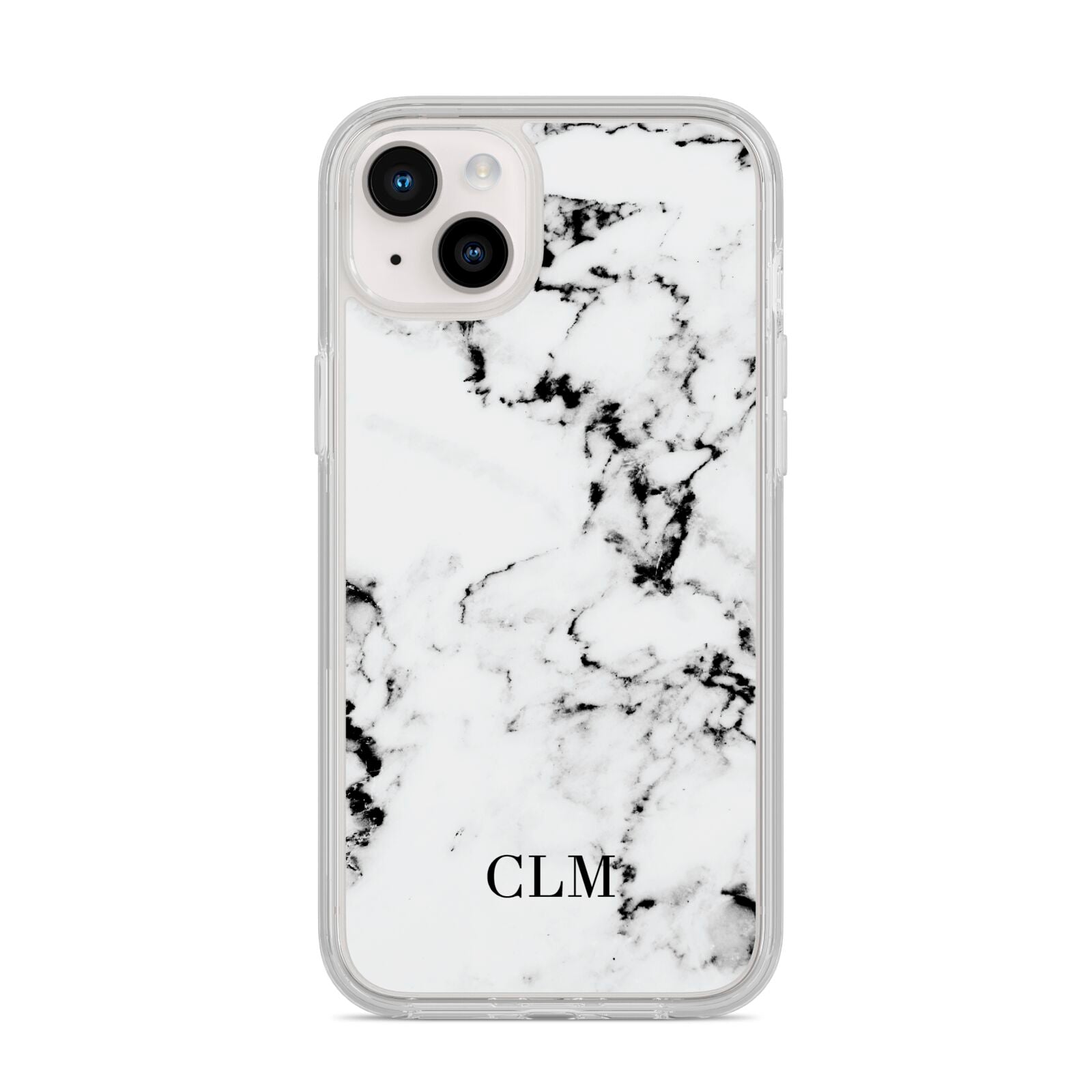 Marble Small Initials Personalised iPhone 14 Plus Clear Tough Case Starlight