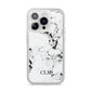 Marble Small Initials Personalised iPhone 14 Pro Clear Tough Case Silver