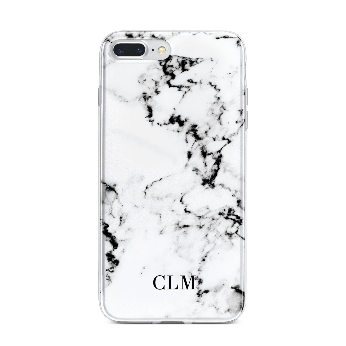 Marble Small Initials Personalised iPhone 7 Plus Bumper Case on Silver iPhone