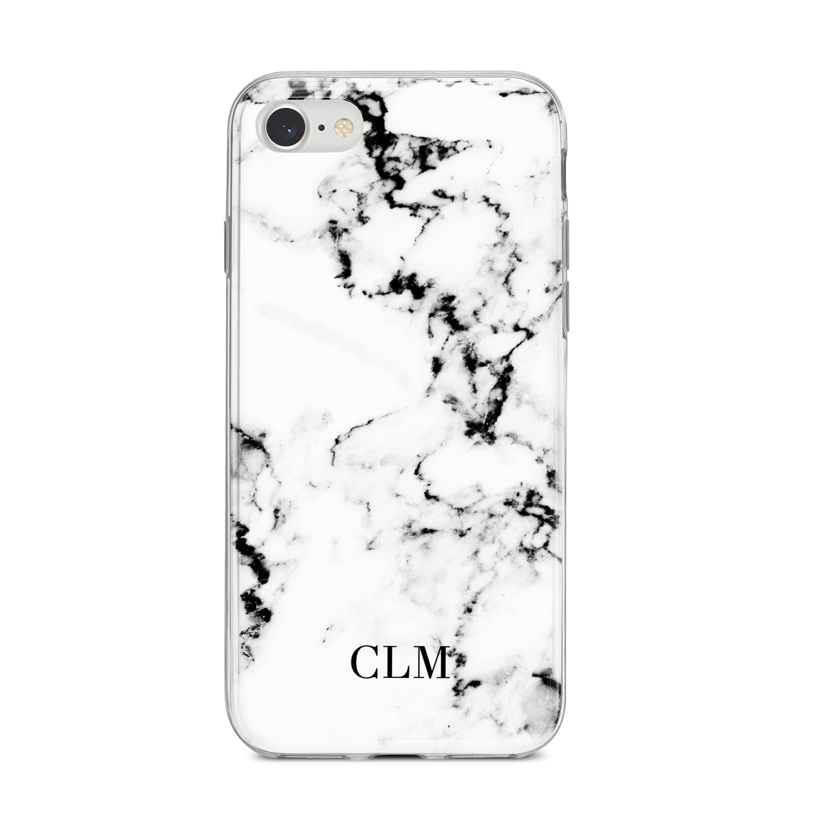 Marble Small Initials Personalised iPhone 8 Bumper Case on Silver iPhone