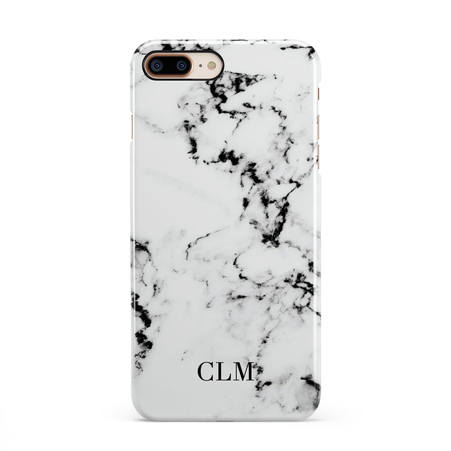 Marble Small Initials Personalised iPhone 8 Plus 3D Snap Case on Gold Phone