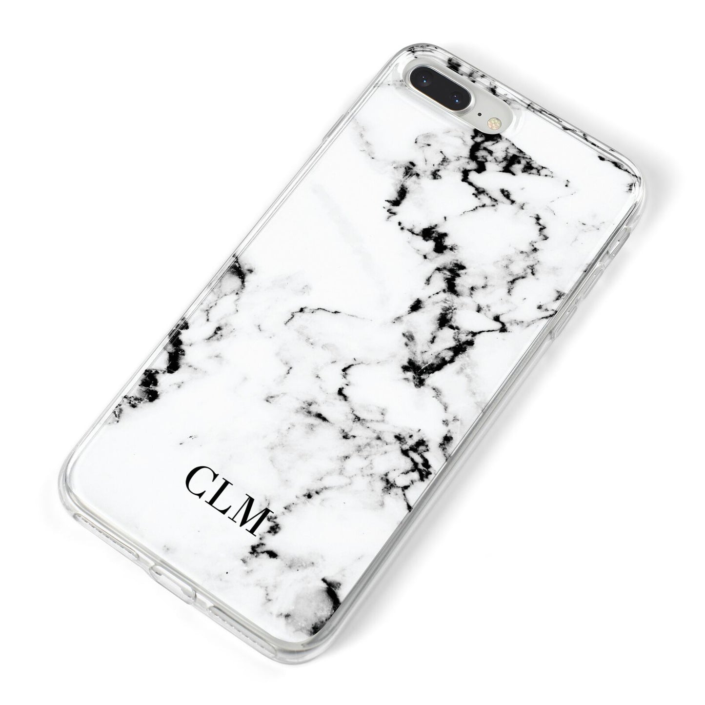 Marble Small Initials Personalised iPhone 8 Plus Bumper Case on Silver iPhone Alternative Image
