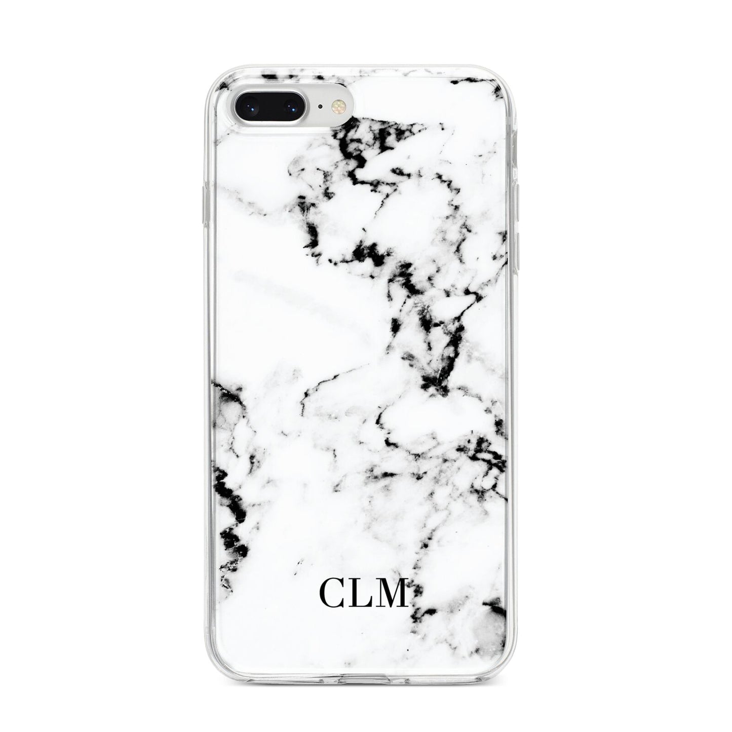 Marble Small Initials Personalised iPhone 8 Plus Bumper Case on Silver iPhone