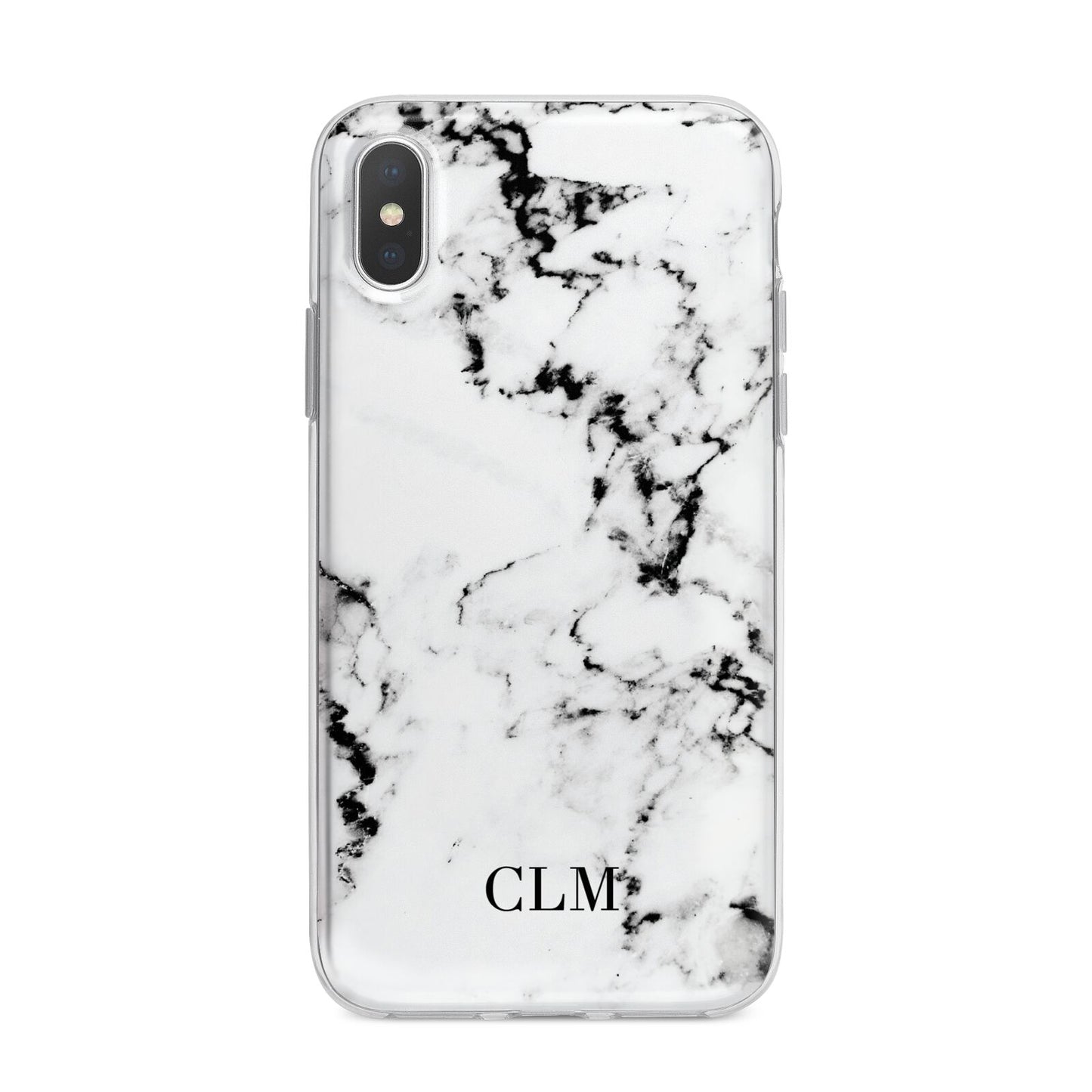 Marble Small Initials Personalised iPhone X Bumper Case on Silver iPhone Alternative Image 1