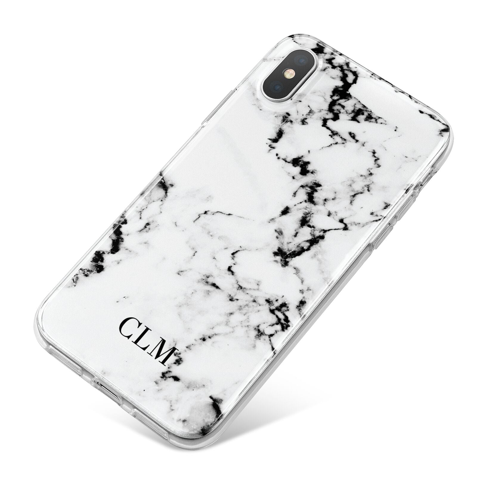 Marble Small Initials Personalised iPhone X Bumper Case on Silver iPhone
