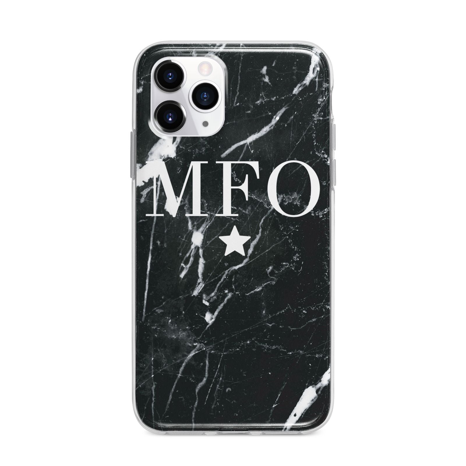 Marble Star Initials Personalised Apple iPhone 11 Pro Max in Silver with Bumper Case