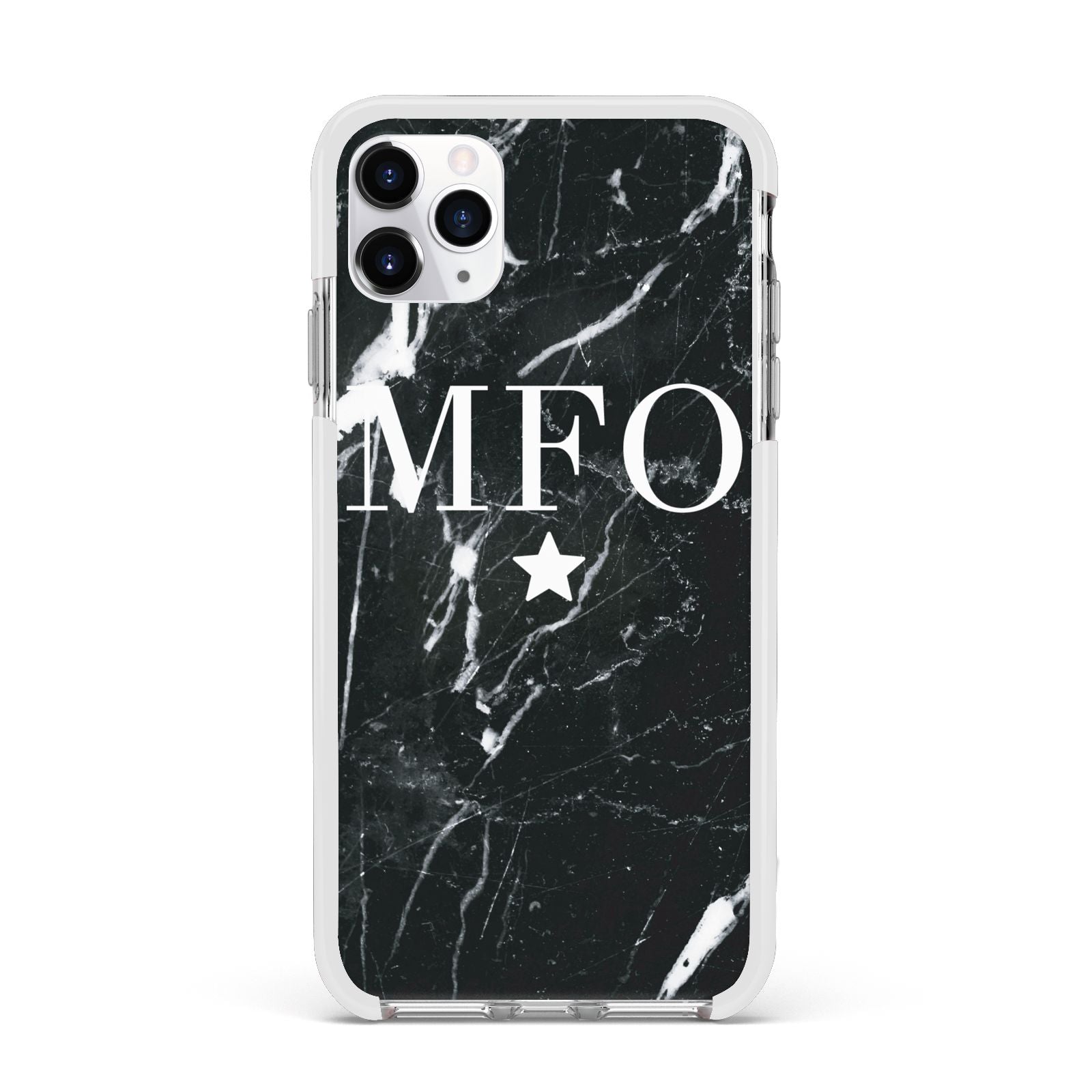 Marble Star Initials Personalised Apple iPhone 11 Pro Max in Silver with White Impact Case