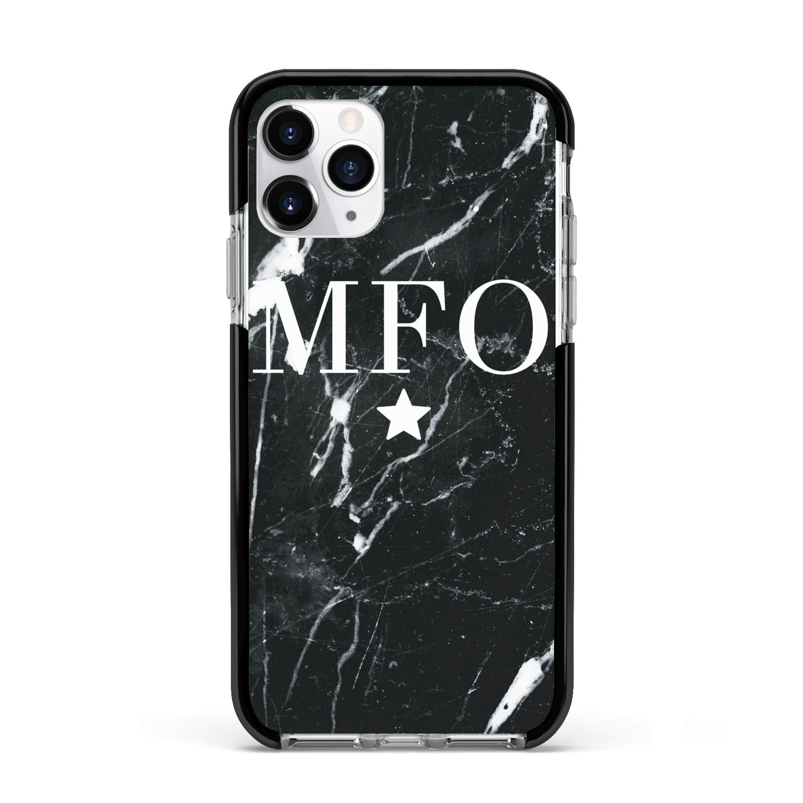 Marble Star Initials Personalised Apple iPhone 11 Pro in Silver with Black Impact Case