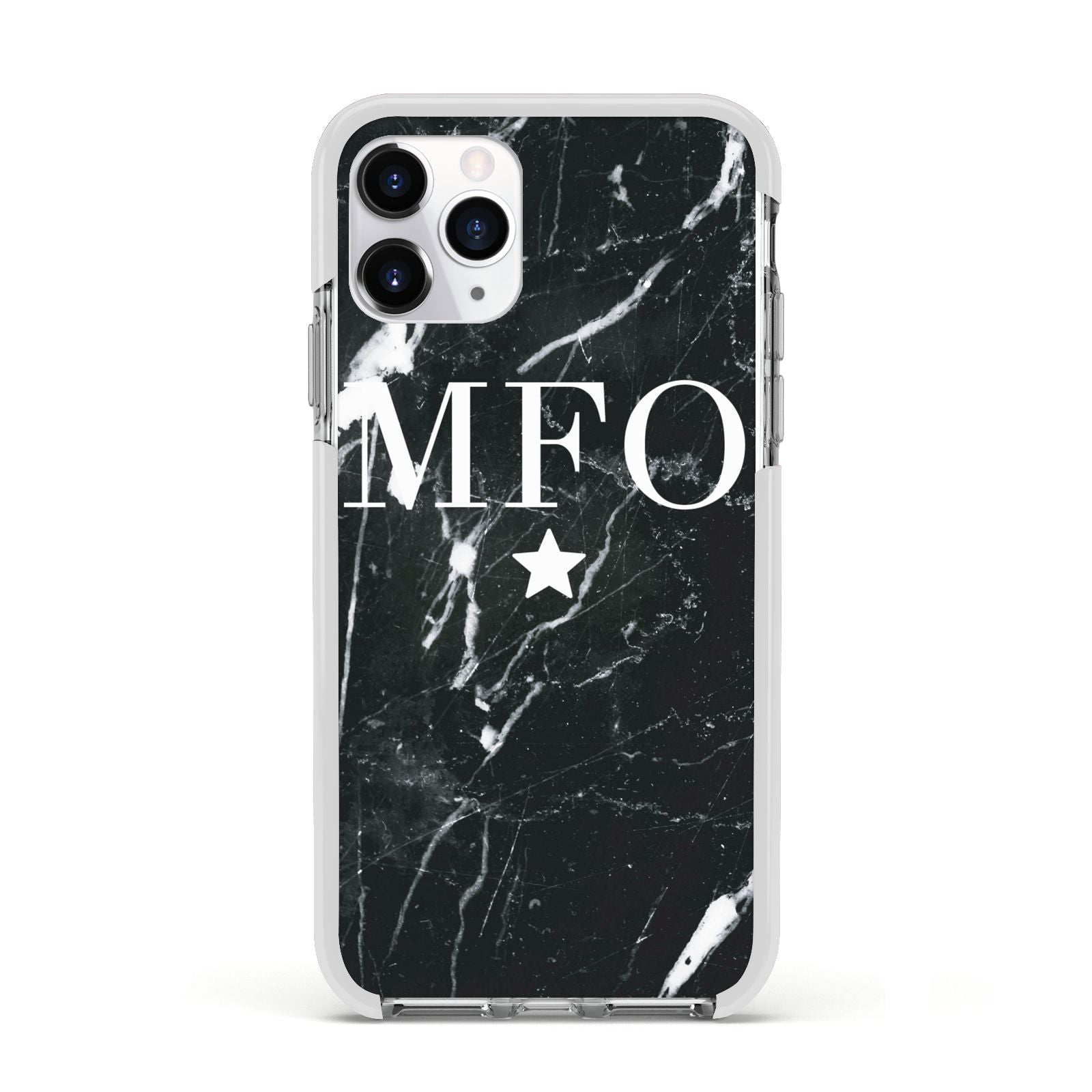 Marble Star Initials Personalised Apple iPhone 11 Pro in Silver with White Impact Case