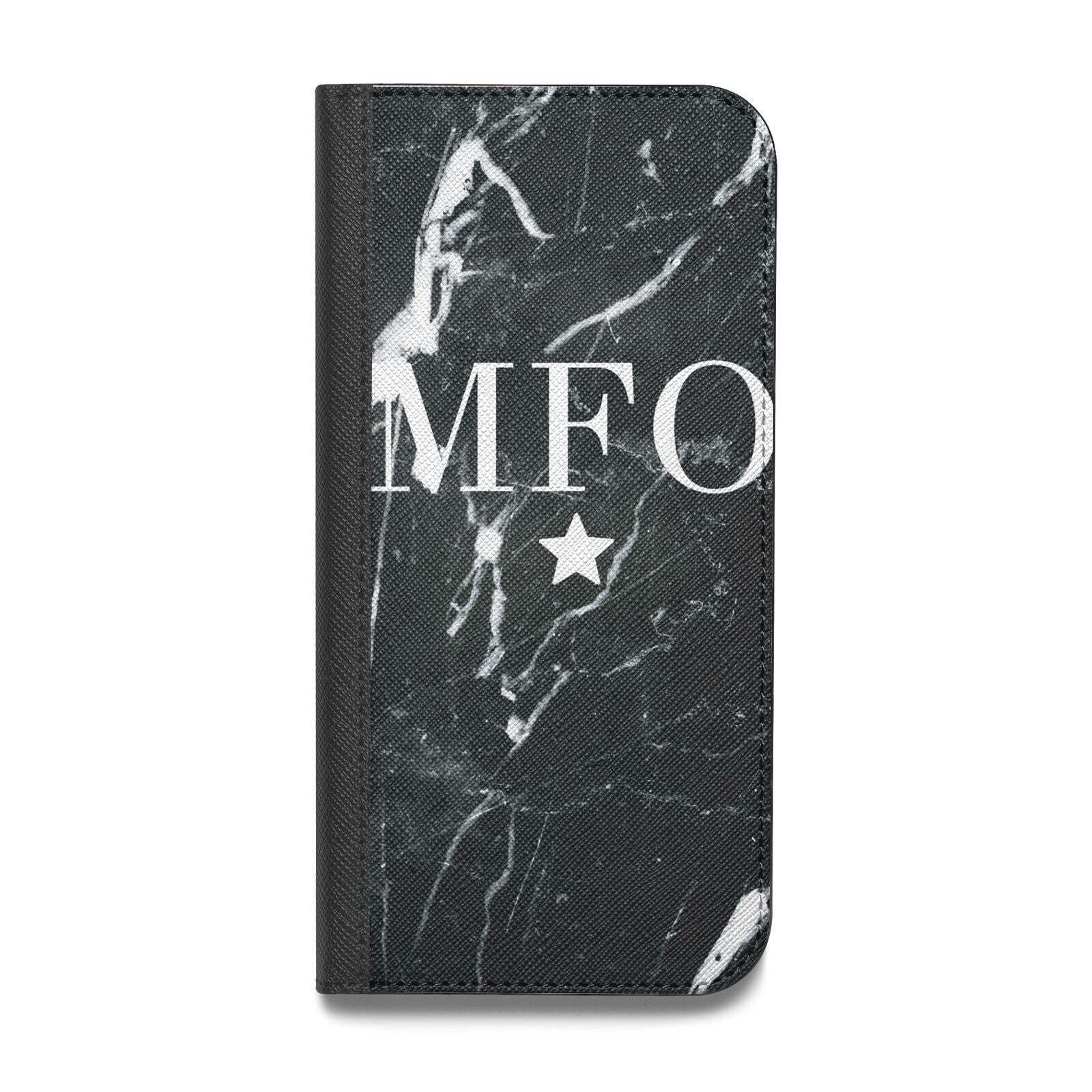 Marble Star Initials Personalised Vegan Leather Flip iPhone Case