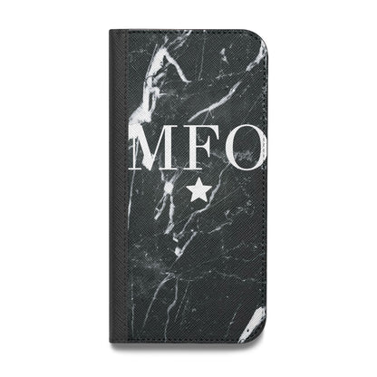 Marble Star Initials Personalised Vegan Leather Flip iPhone Case