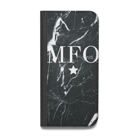 Marble Star Initials Personalised Vegan Leather Flip iPhone Case