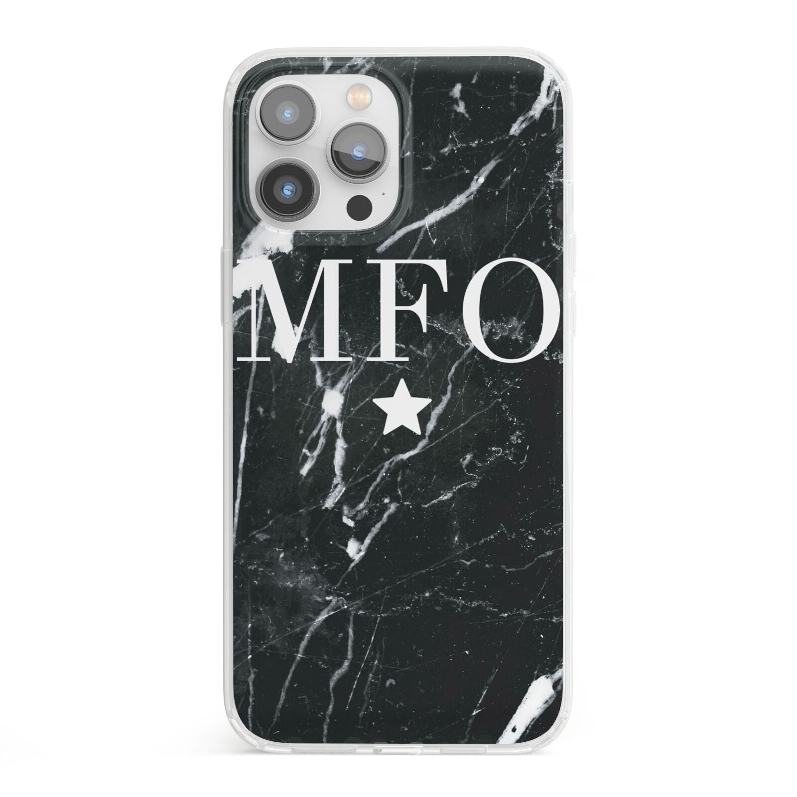 Marble Star Initials Personalised iPhone 13 Pro Max Clear Bumper Case