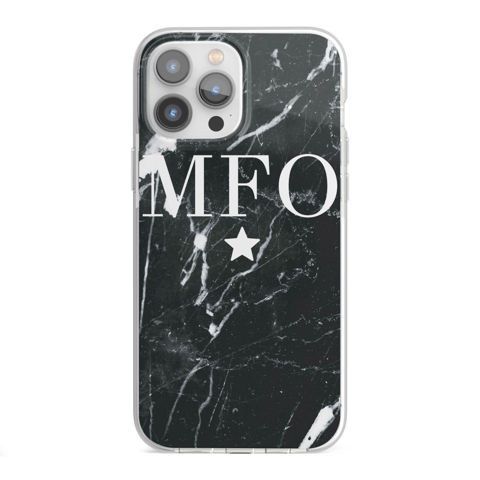 Marble Star Initials Personalised iPhone 13 Pro Max TPU Impact Case with White Edges