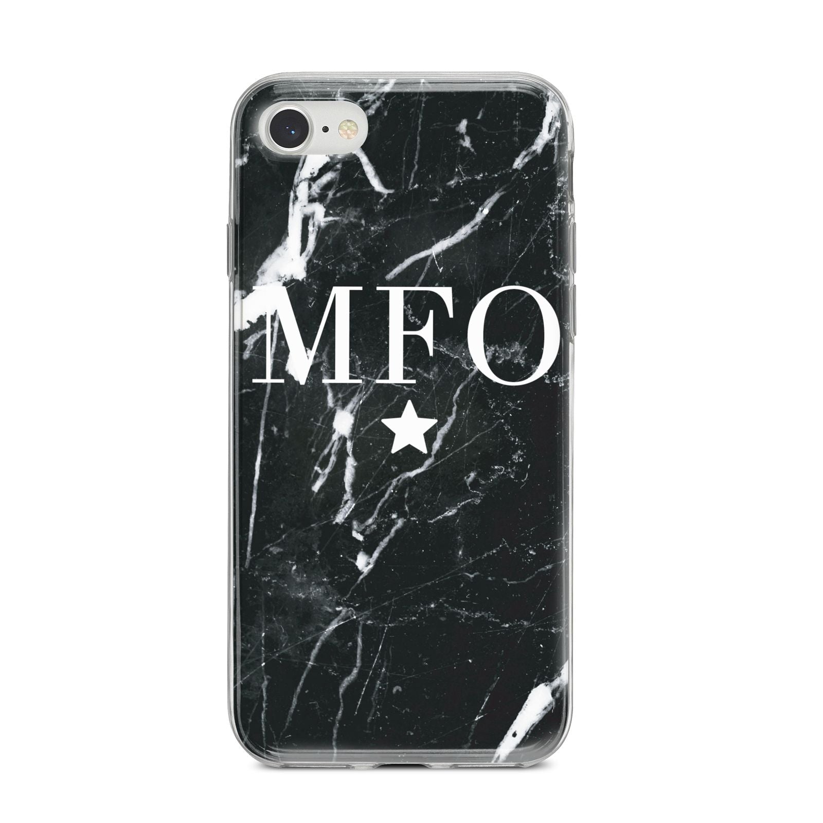 Marble Star Initials Personalised iPhone 8 Bumper Case on Silver iPhone