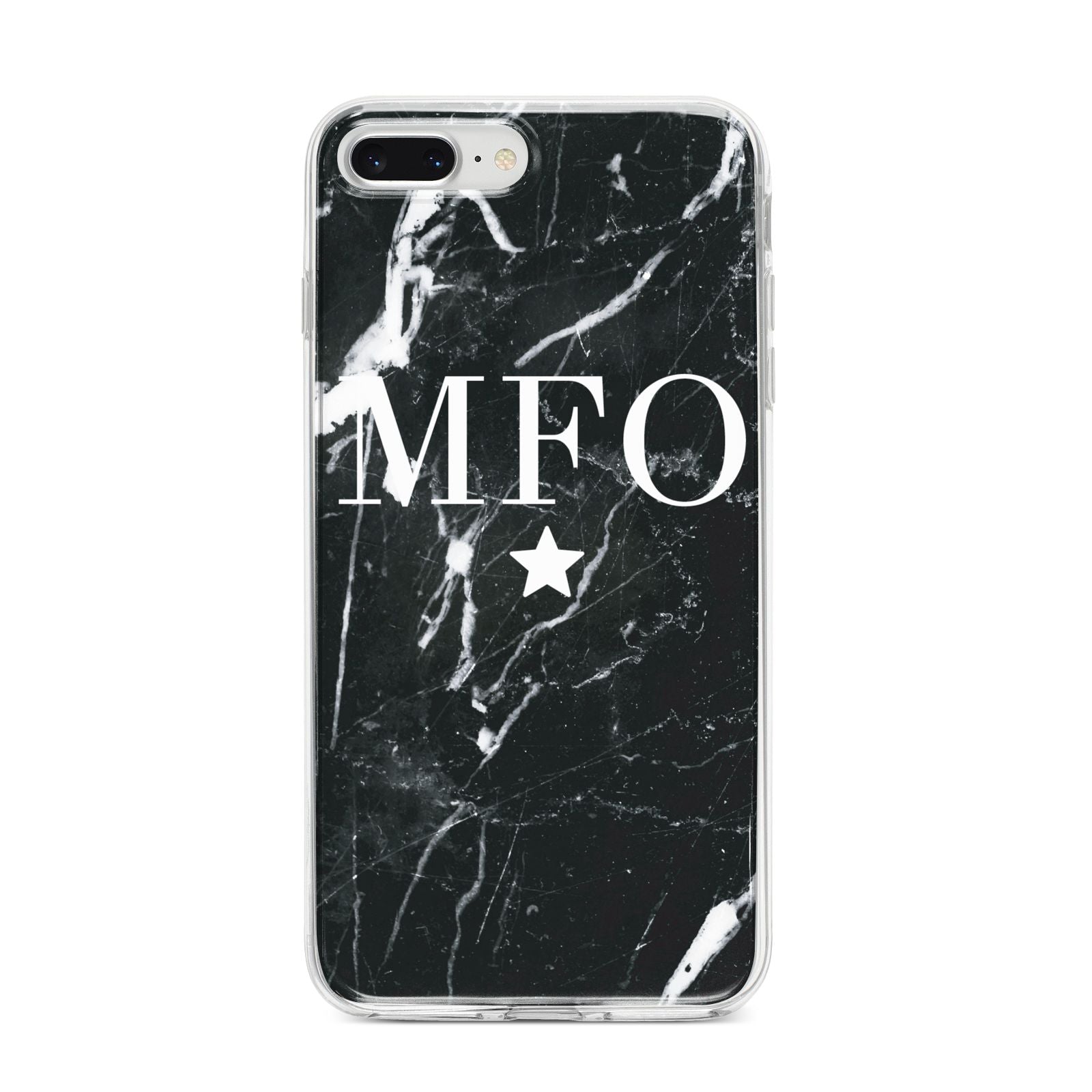 Marble Star Initials Personalised iPhone 8 Plus Bumper Case on Silver iPhone