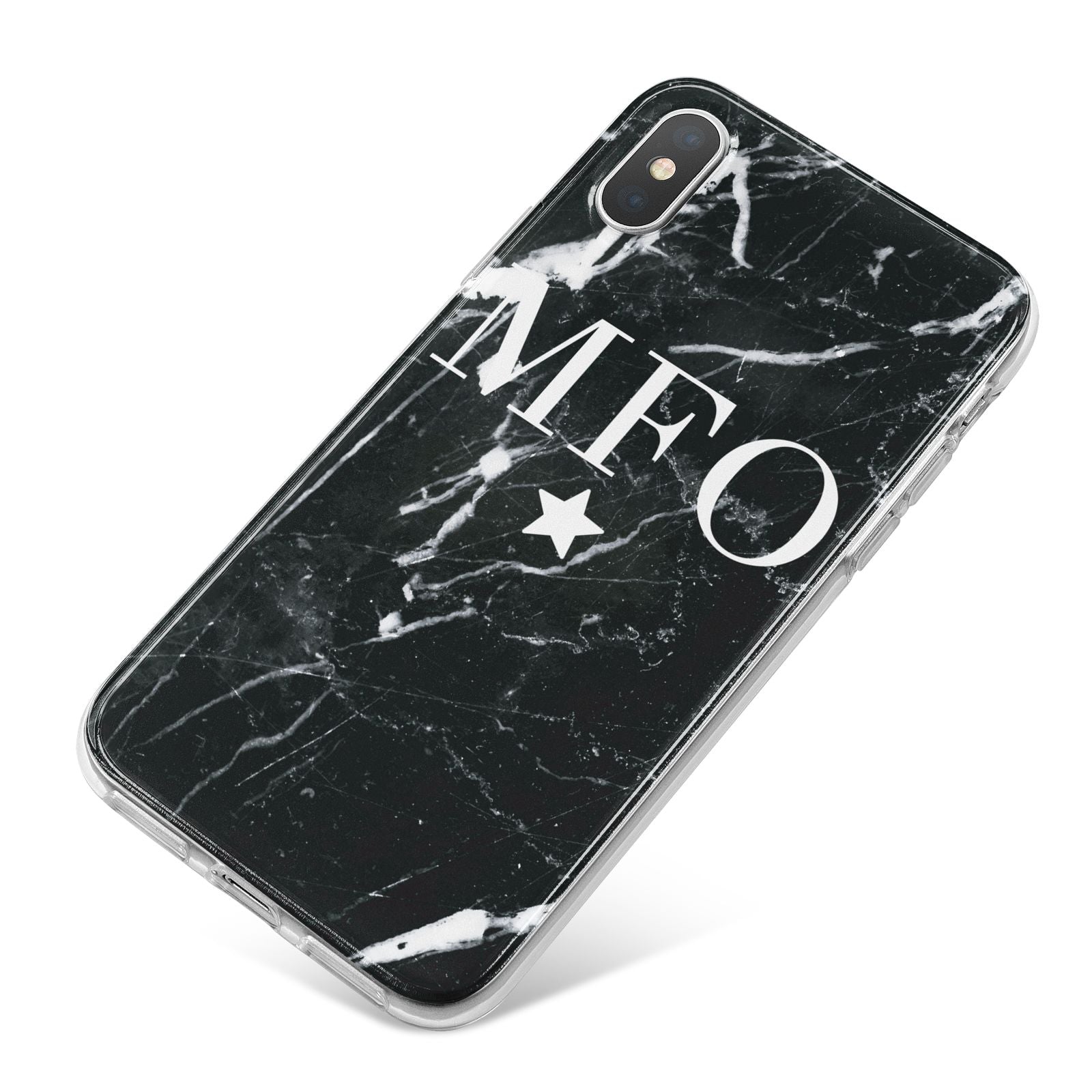 Marble Star Initials Personalised iPhone X Bumper Case on Silver iPhone