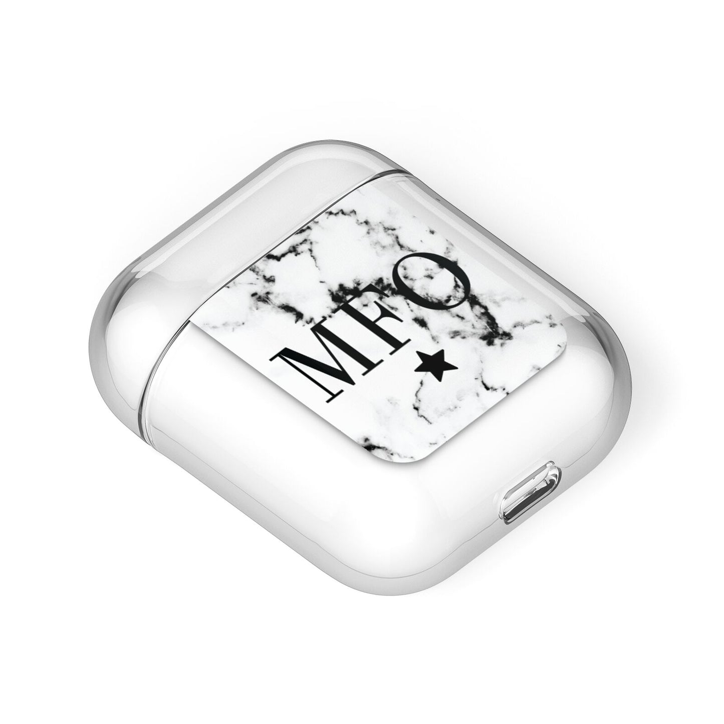 Marble Star Personalised Initials AirPods Case Laid Flat