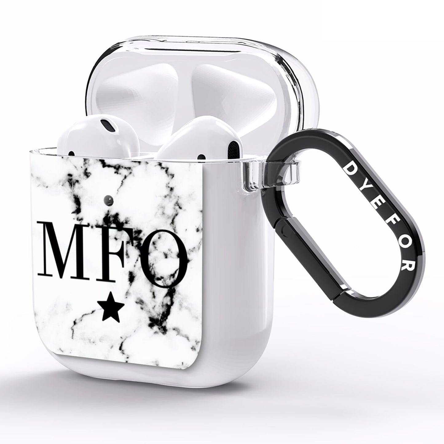 Marble Star Personalised Initials AirPods Clear Case Side Image