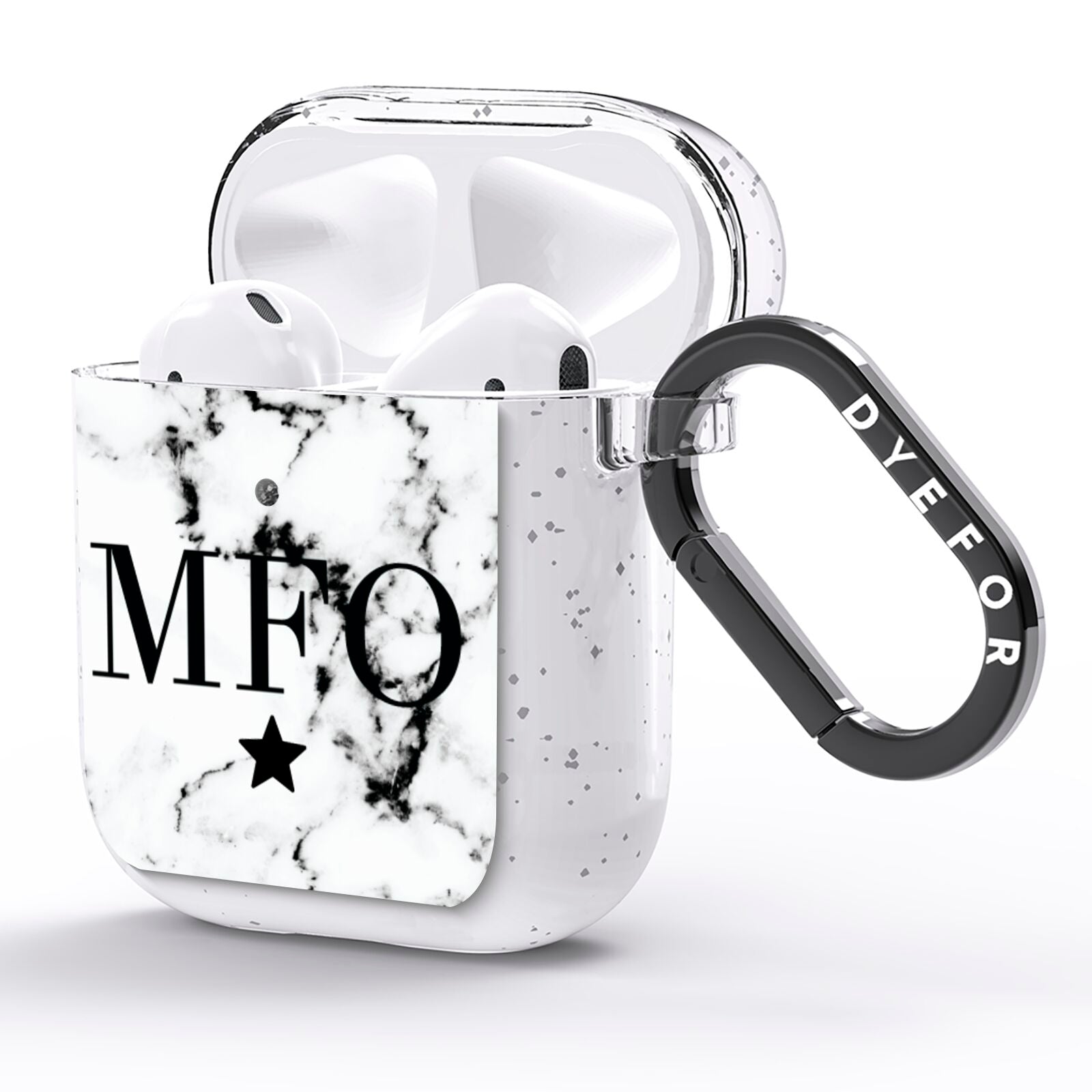 Marble Star Personalised Initials AirPods Glitter Case Side Image