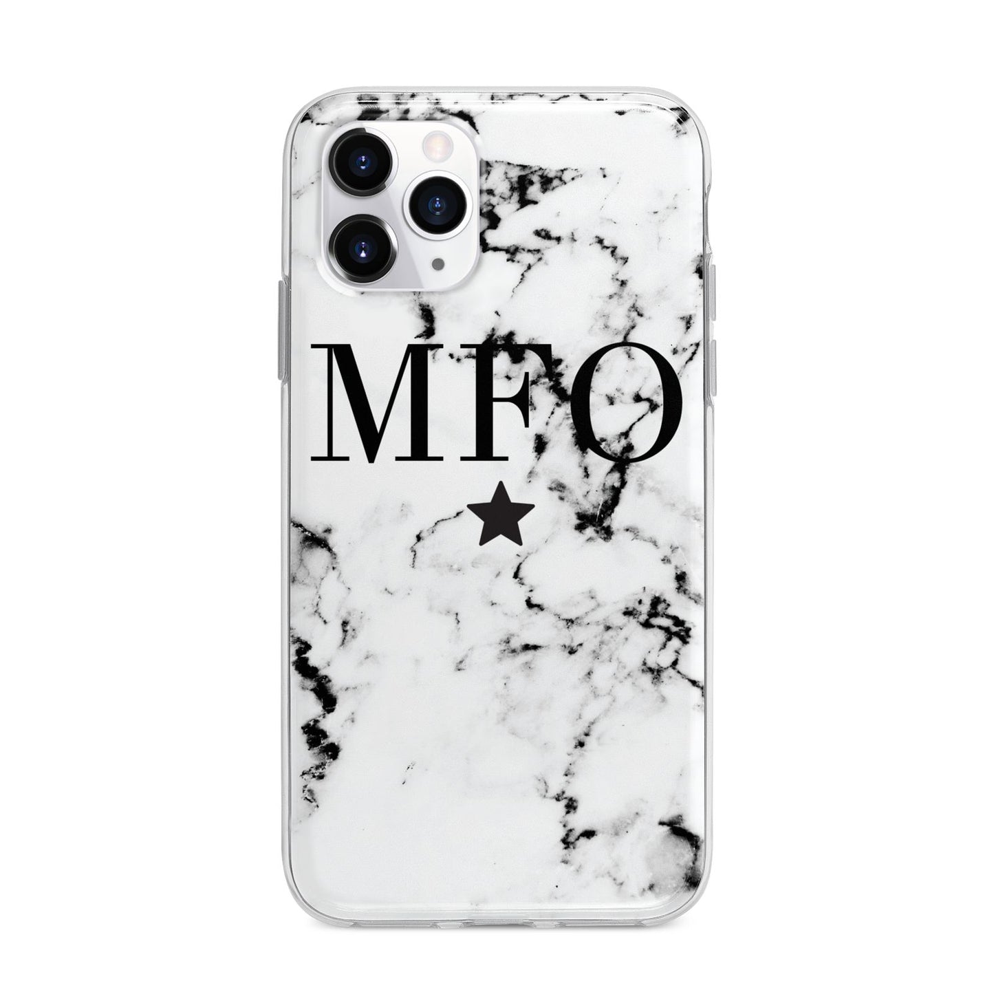 Marble Star Personalised Initials Apple iPhone 11 Pro Max in Silver with Bumper Case