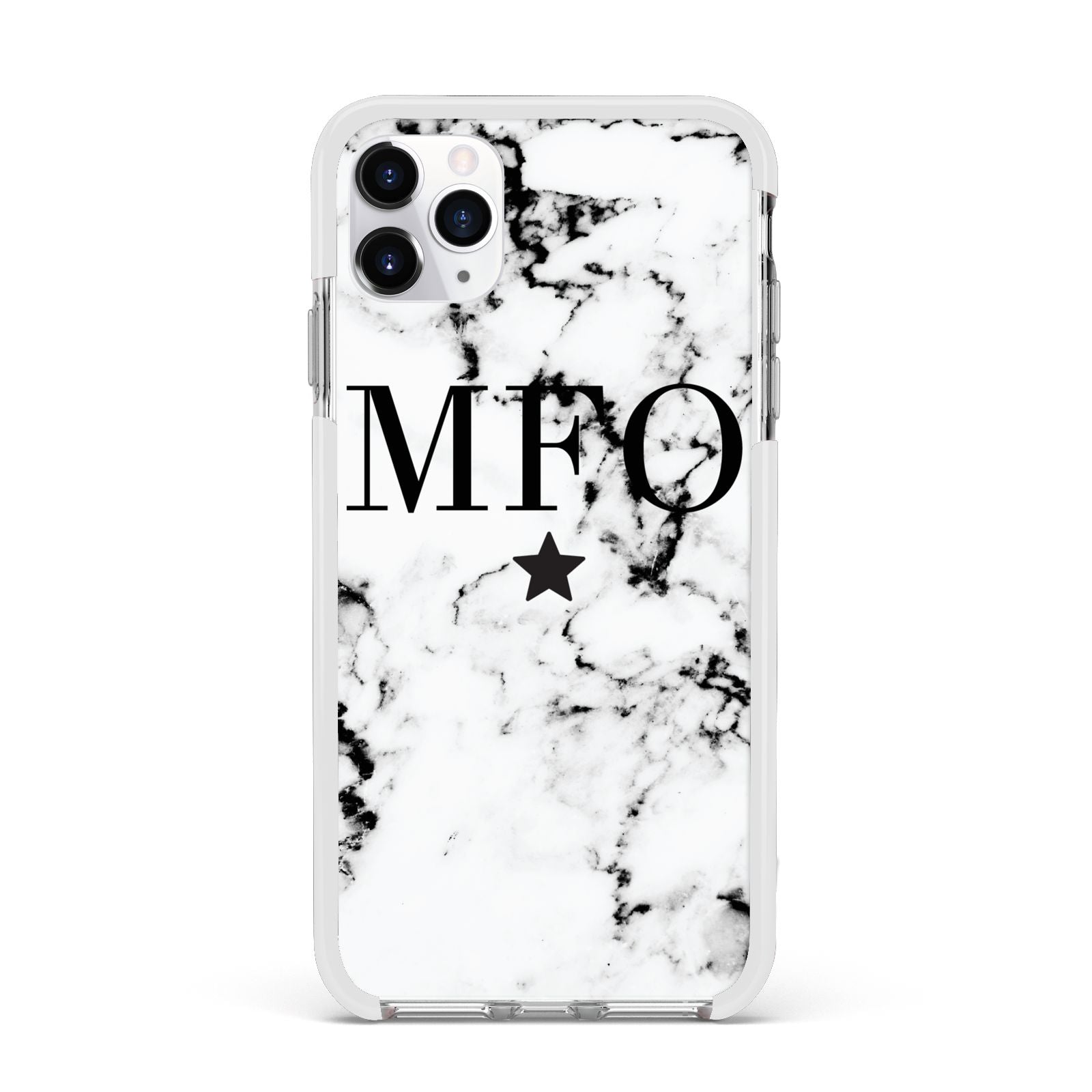 Marble Star Personalised Initials Apple iPhone 11 Pro Max in Silver with White Impact Case