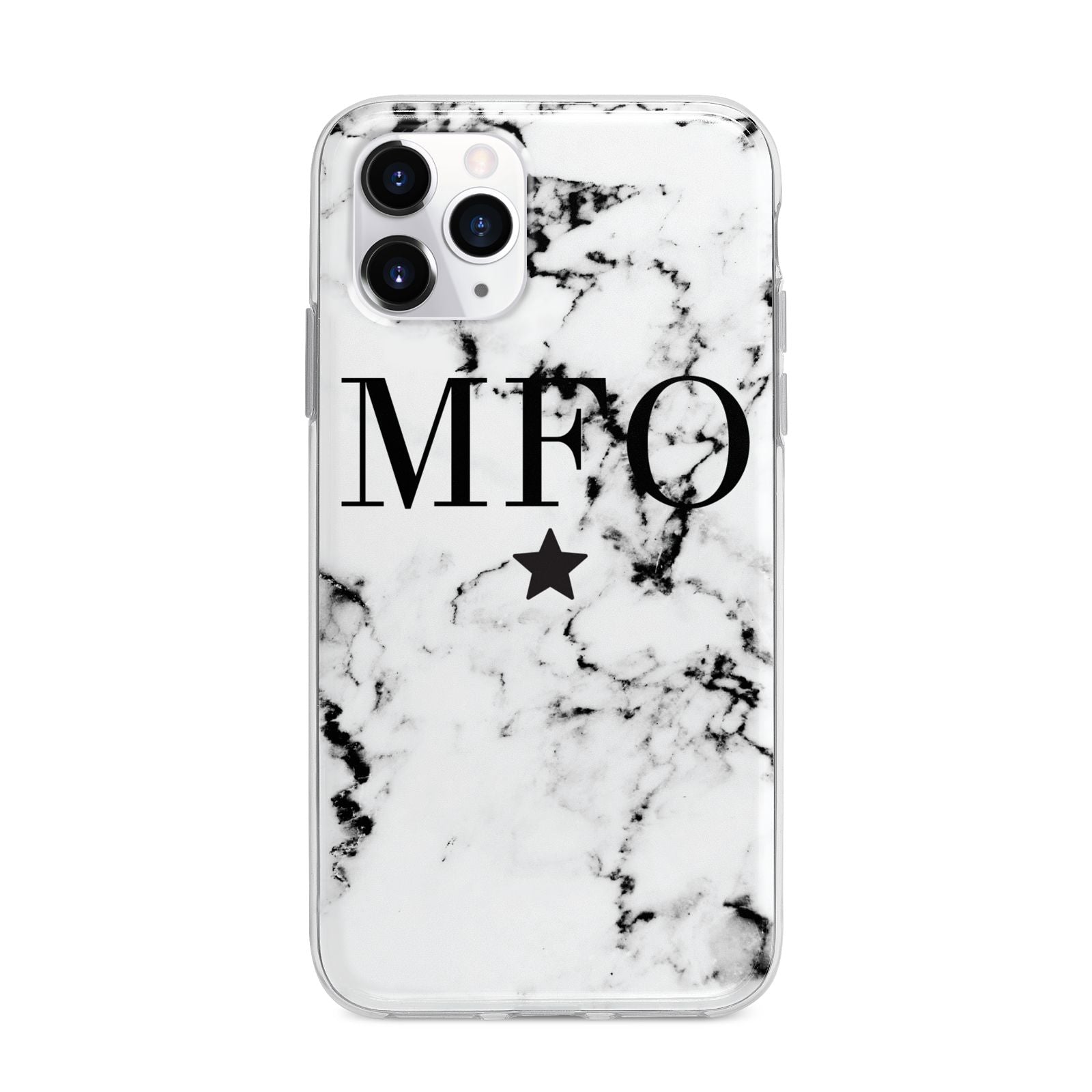 Marble Star Personalised Initials Apple iPhone 11 Pro in Silver with Bumper Case