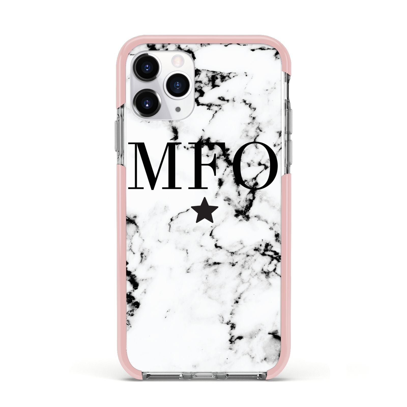 Marble Star Personalised Initials Apple iPhone 11 Pro in Silver with Pink Impact Case