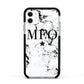 Marble Star Personalised Initials Apple iPhone 11 in White with Black Impact Case