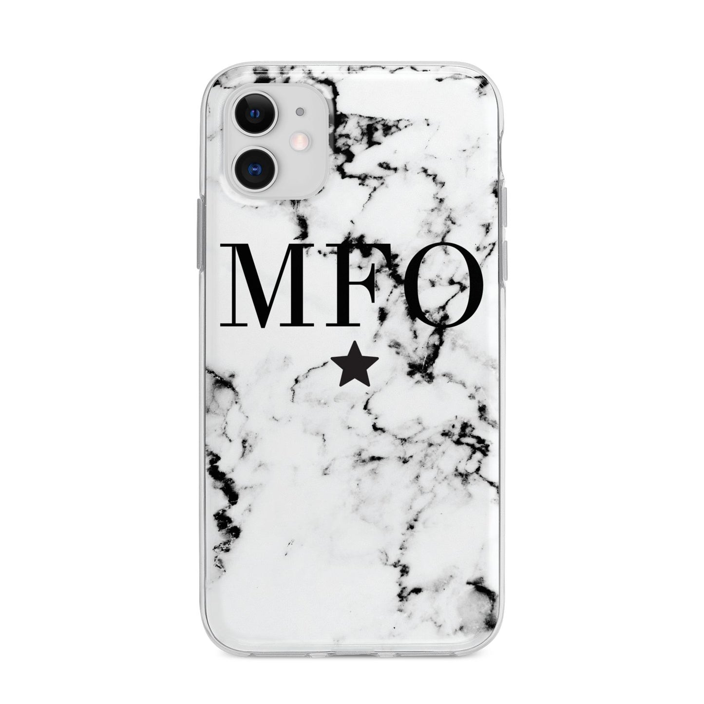 Marble Star Personalised Initials Apple iPhone 11 in White with Bumper Case