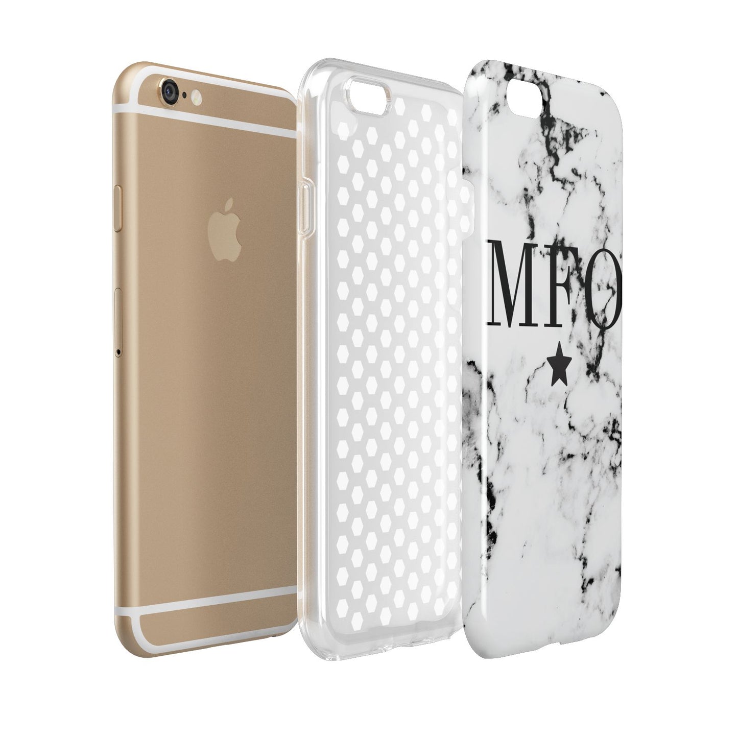 Marble Star Personalised Initials Apple iPhone 6 3D Tough Case Expanded view