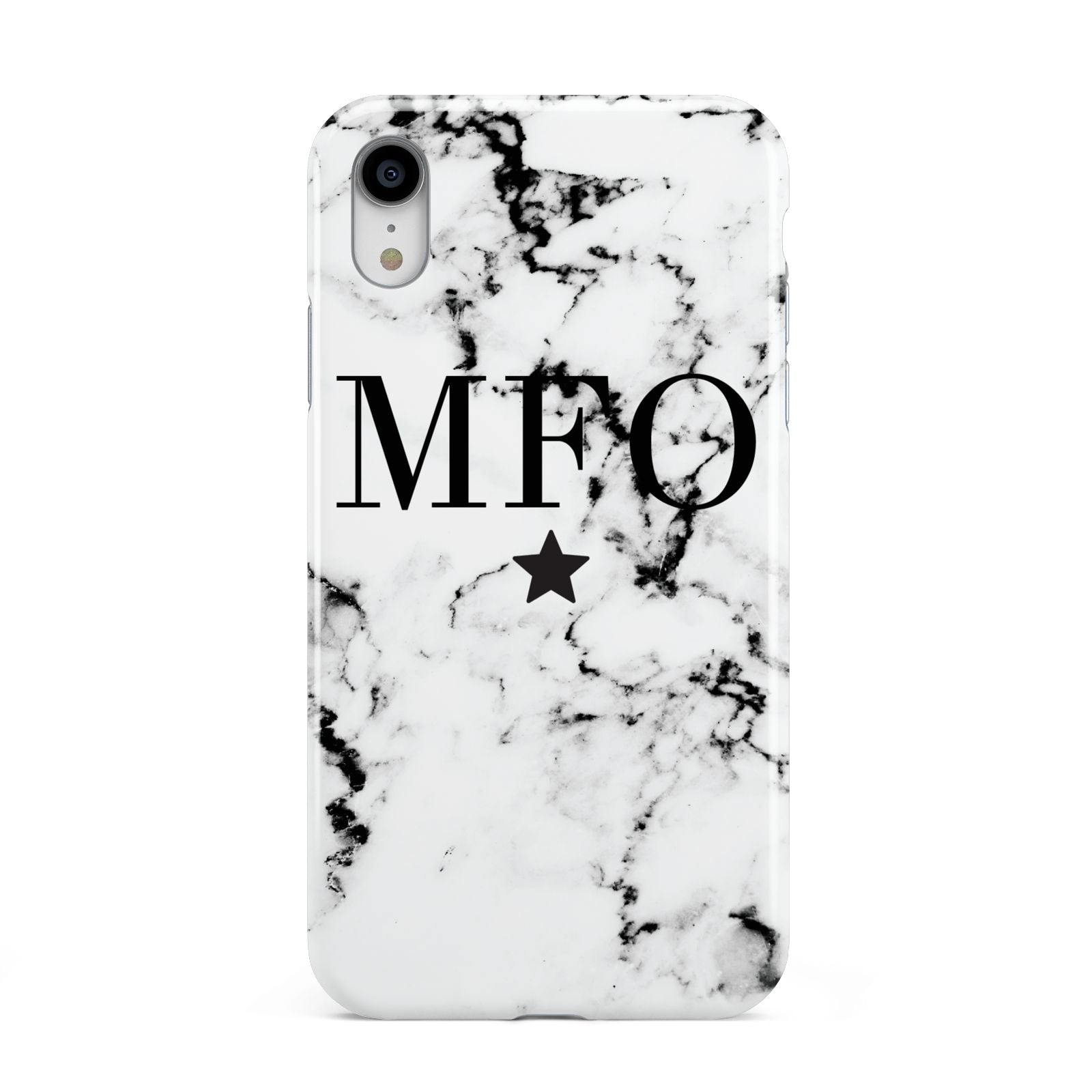 Marble Star Personalised Initials Apple iPhone XR White 3D Tough Case