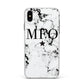 Marble Star Personalised Initials Apple iPhone Xs Max Impact Case White Edge on Black Phone