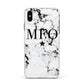 Marble Star Personalised Initials Apple iPhone Xs Max Impact Case White Edge on Gold Phone