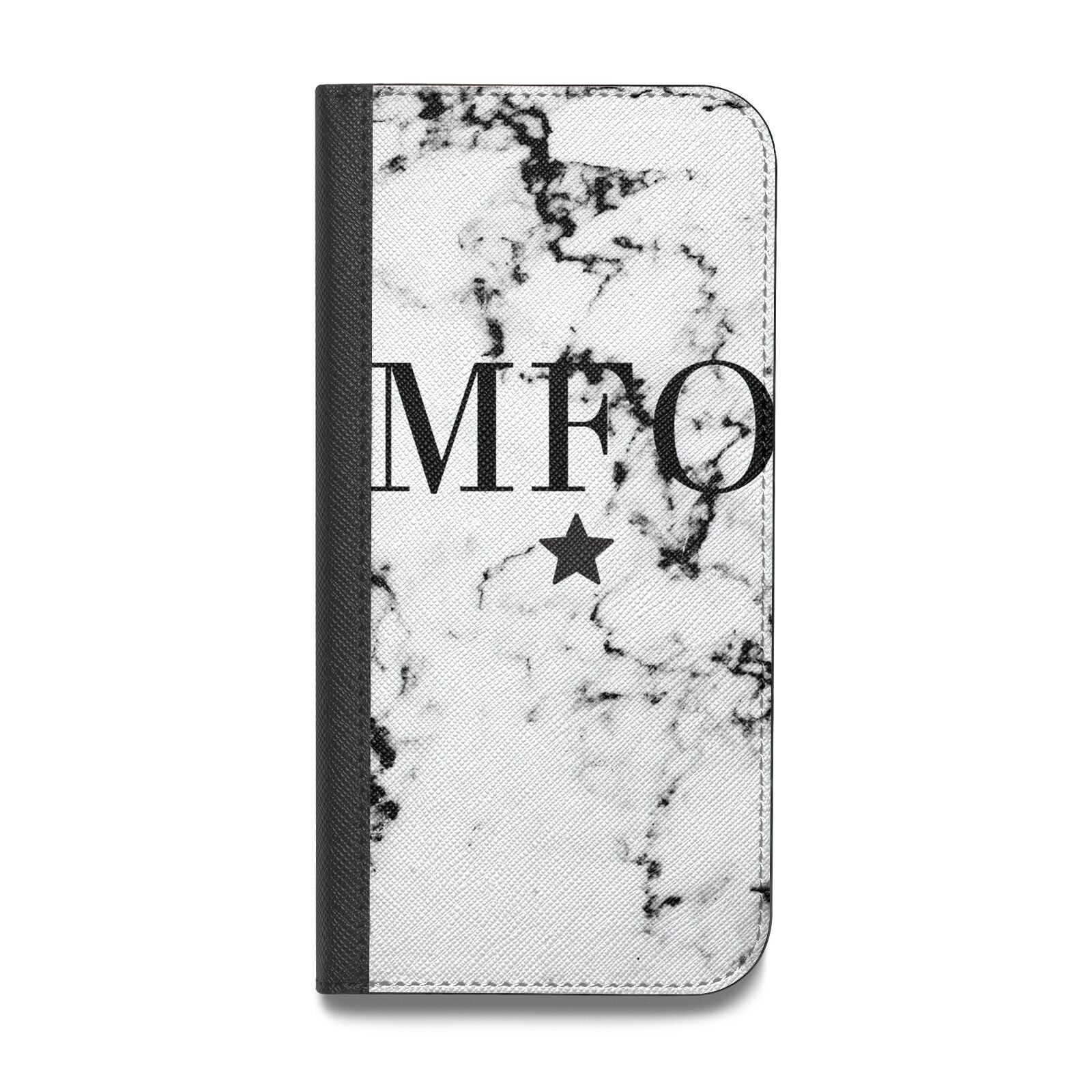 Marble Star Personalised Initials Vegan Leather Flip Samsung Case