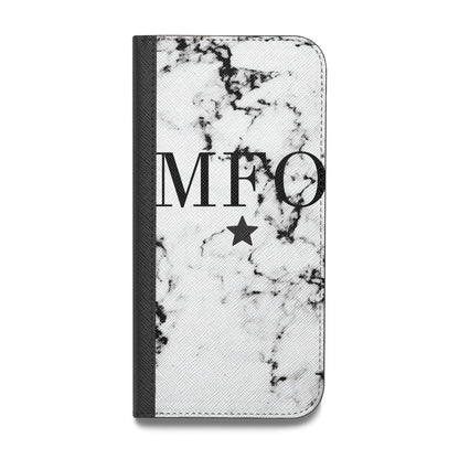 Marble Star Personalised Initials Vegan Leather Flip Samsung Case