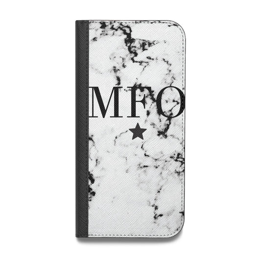 Marble Star Personalised Initials Vegan Leather Flip iPhone Case