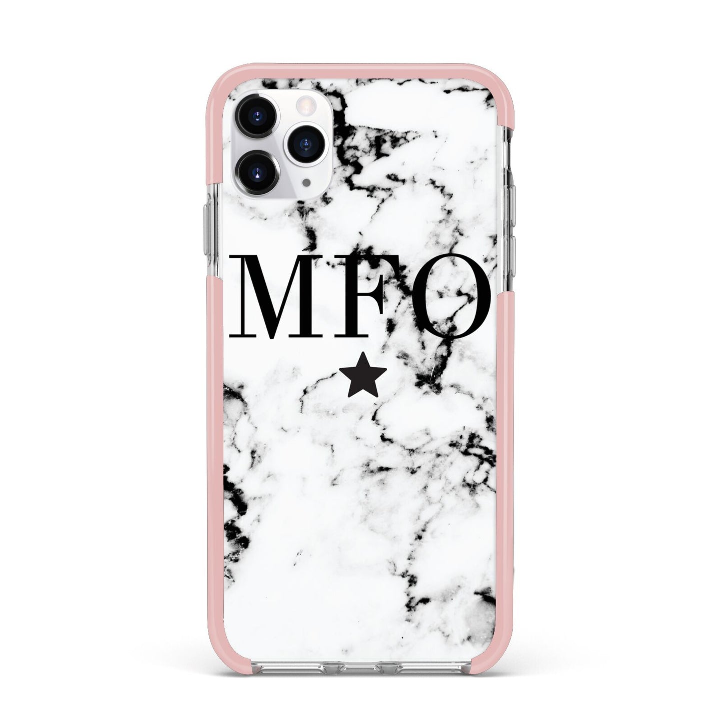 Marble Star Personalised Initials iPhone 11 Pro Max Impact Pink Edge Case