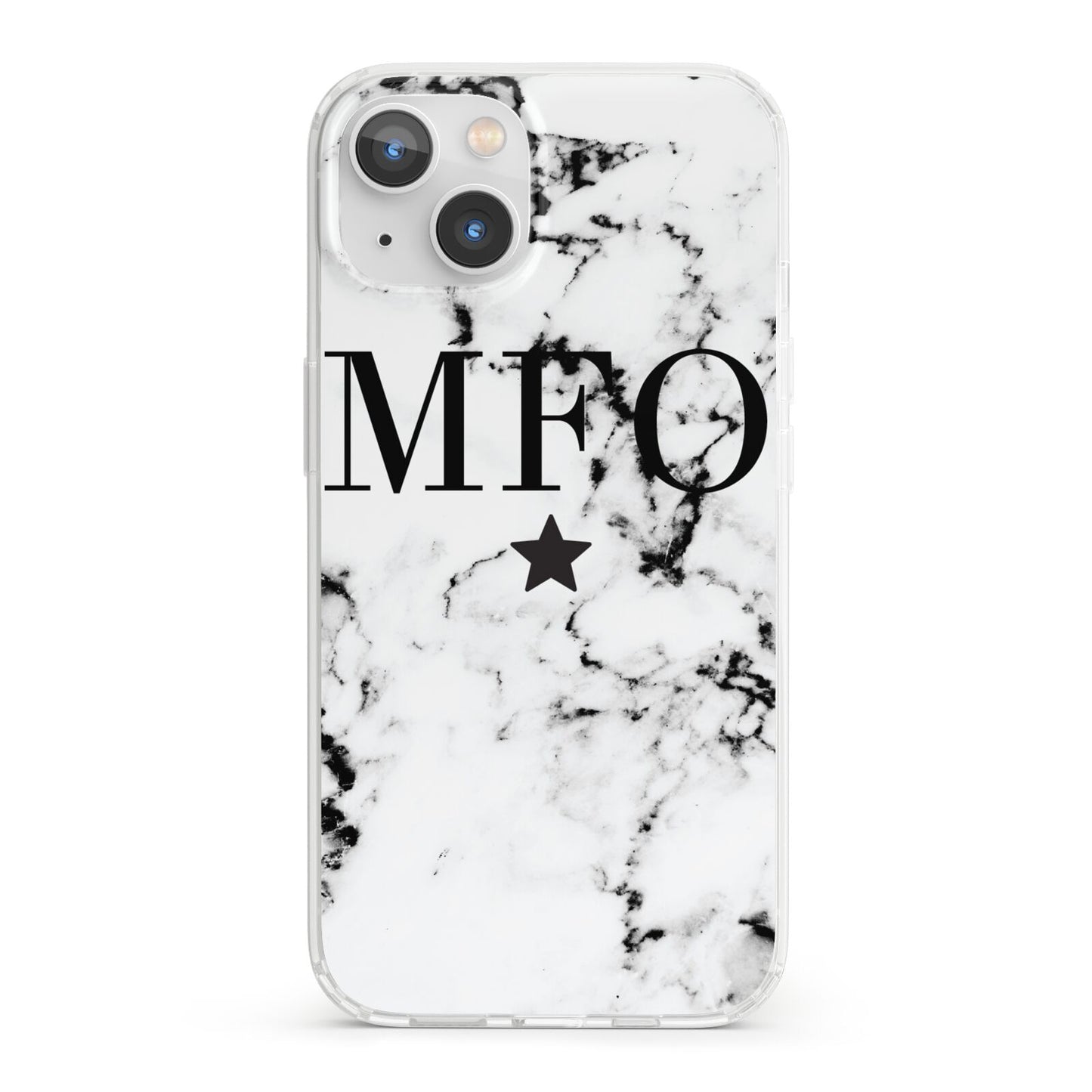 Marble Star Personalised Initials iPhone 13 Clear Bumper Case