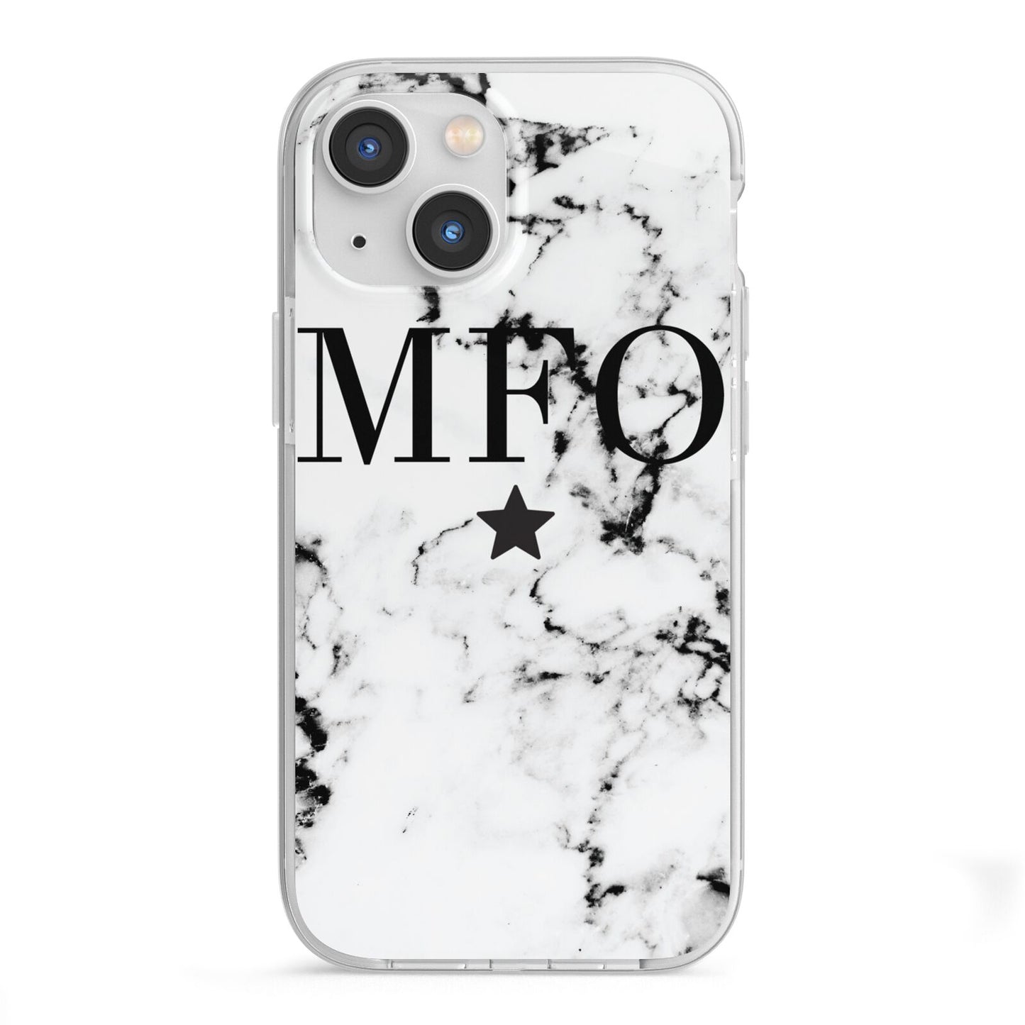 Marble Star Personalised Initials iPhone 13 Mini TPU Impact Case with White Edges