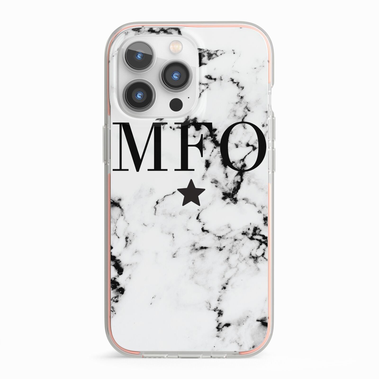 Marble Star Personalised Initials iPhone 13 Pro TPU Impact Case with Pink Edges