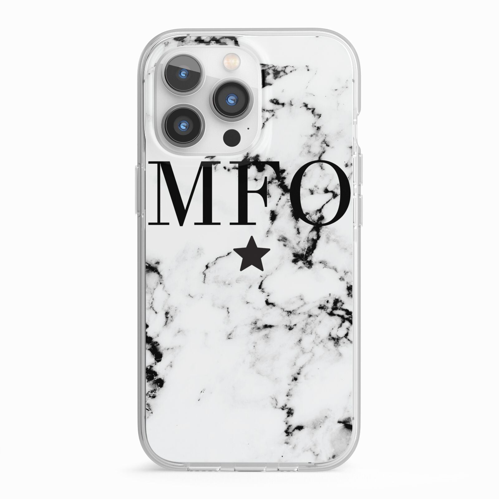 Marble Star Personalised Initials iPhone 13 Pro TPU Impact Case with White Edges