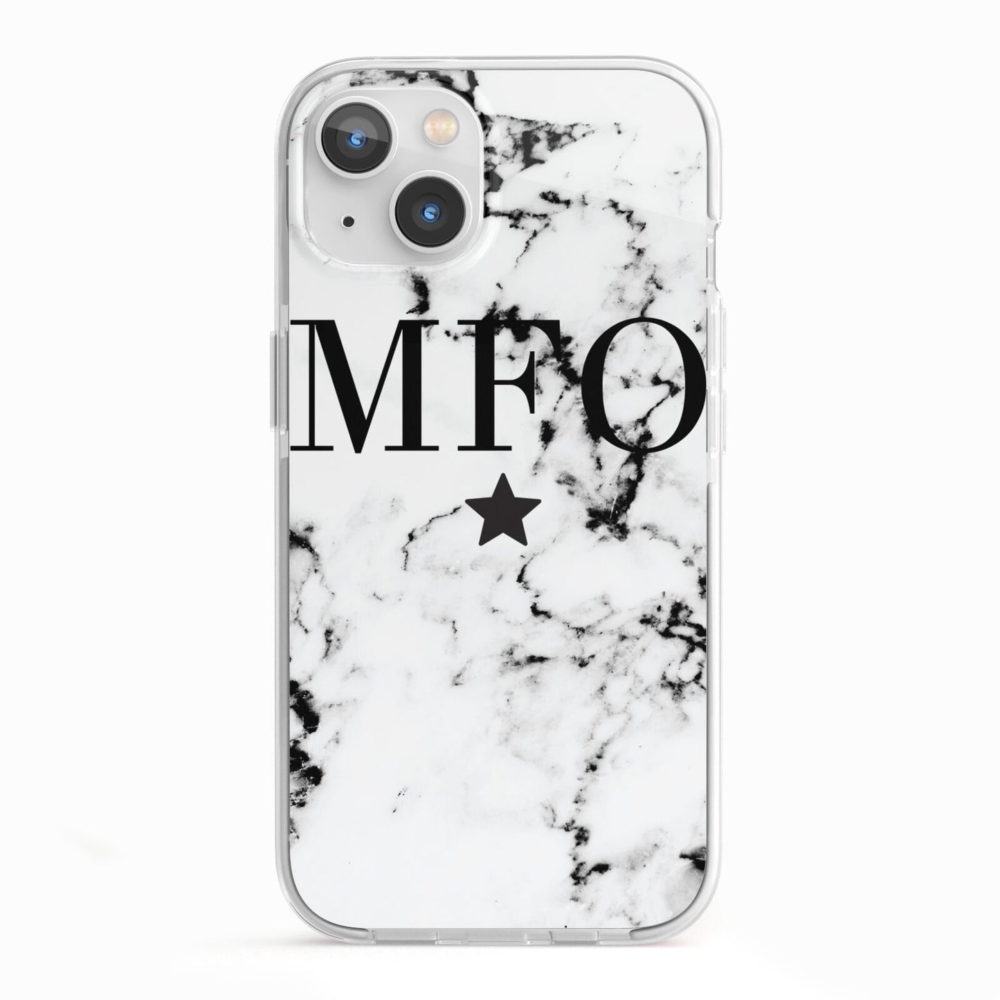 Marble Star Personalised Initials iPhone 13 TPU Impact Case with White Edges