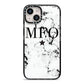 Marble Star Personalised Initials iPhone 14 Black Impact Case on Silver phone