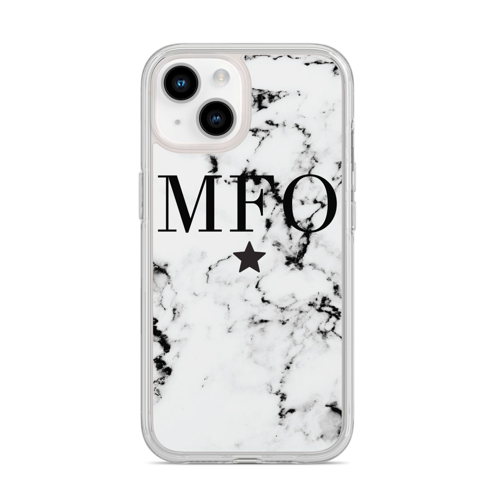Marble Star Personalised Initials iPhone 14 Clear Tough Case Starlight