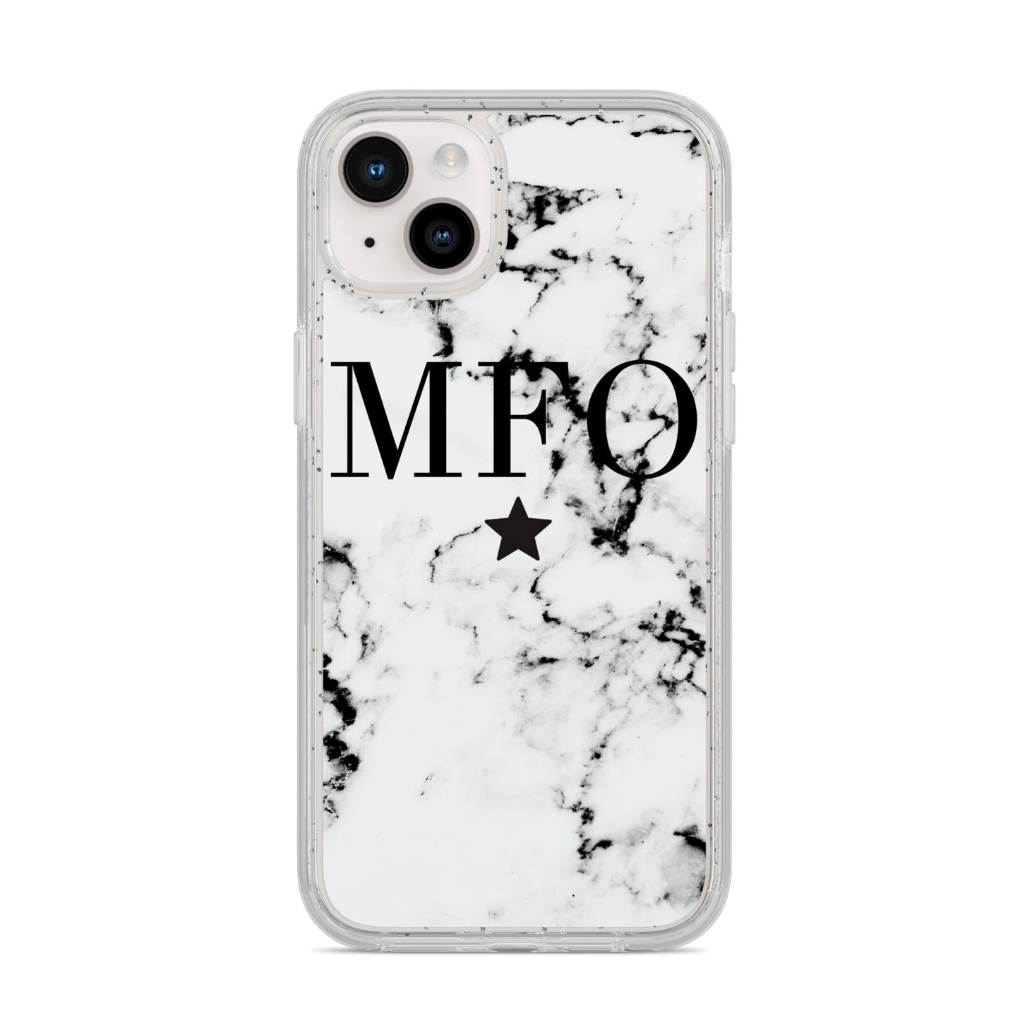 Marble Star Personalised Initials iPhone 14 Plus Glitter Tough Case Starlight